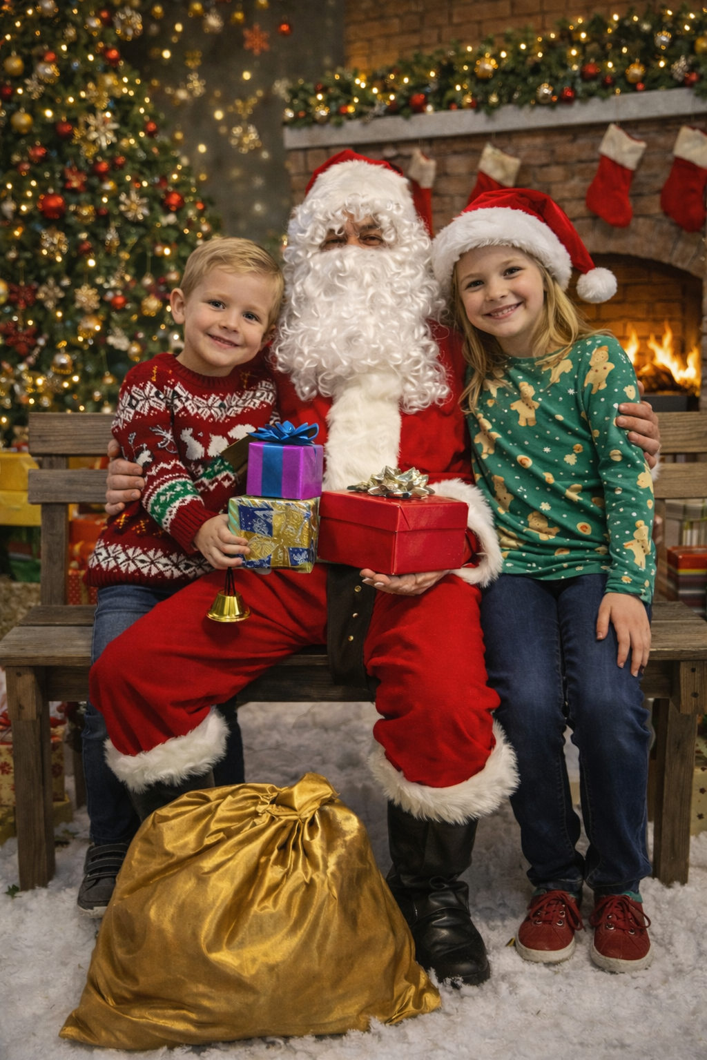 pere noel 2 enfants blonds